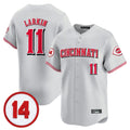 Punc C.Reds #11 Barry Larkin Player Gray Vapor Premier Limited Home Stitched Jerseys