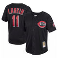 Punc C.Reds #11 Barry Larkin Player Mitchell & Ness Black Throwback Cooperstown Mesh Game Stitched Jerseys