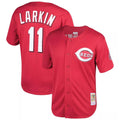 Punc C.Reds #11 Barry Larkin Player Mitchell & Ness Red Throwback Cooperstown Mesh Game Stitched Jerseys