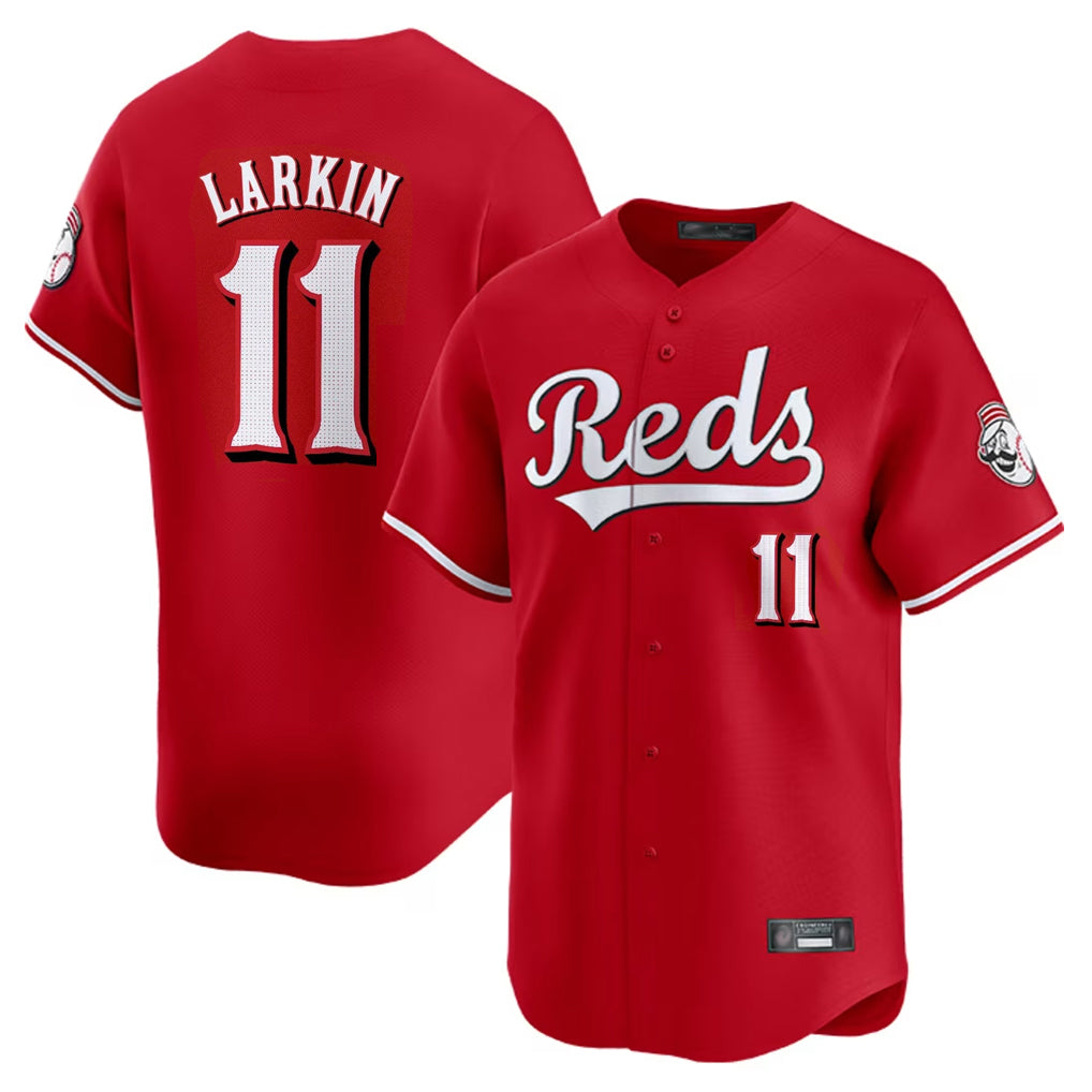 Punc C.Reds #11 Barry Larkin Player Red Home Limited Stitched Jerseys