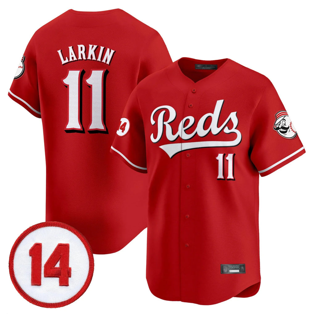 Punc C.Reds #11 Barry Larkin Player Red Vapor Premier Limited Home Stitched Jerseys