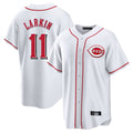 Punc C.Reds #11 Barry Larkin Player White Game Home Stitched Jerseys