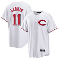 Punc C.Reds #11 Barry Larkin Player White Home Game Stitched Jerseys