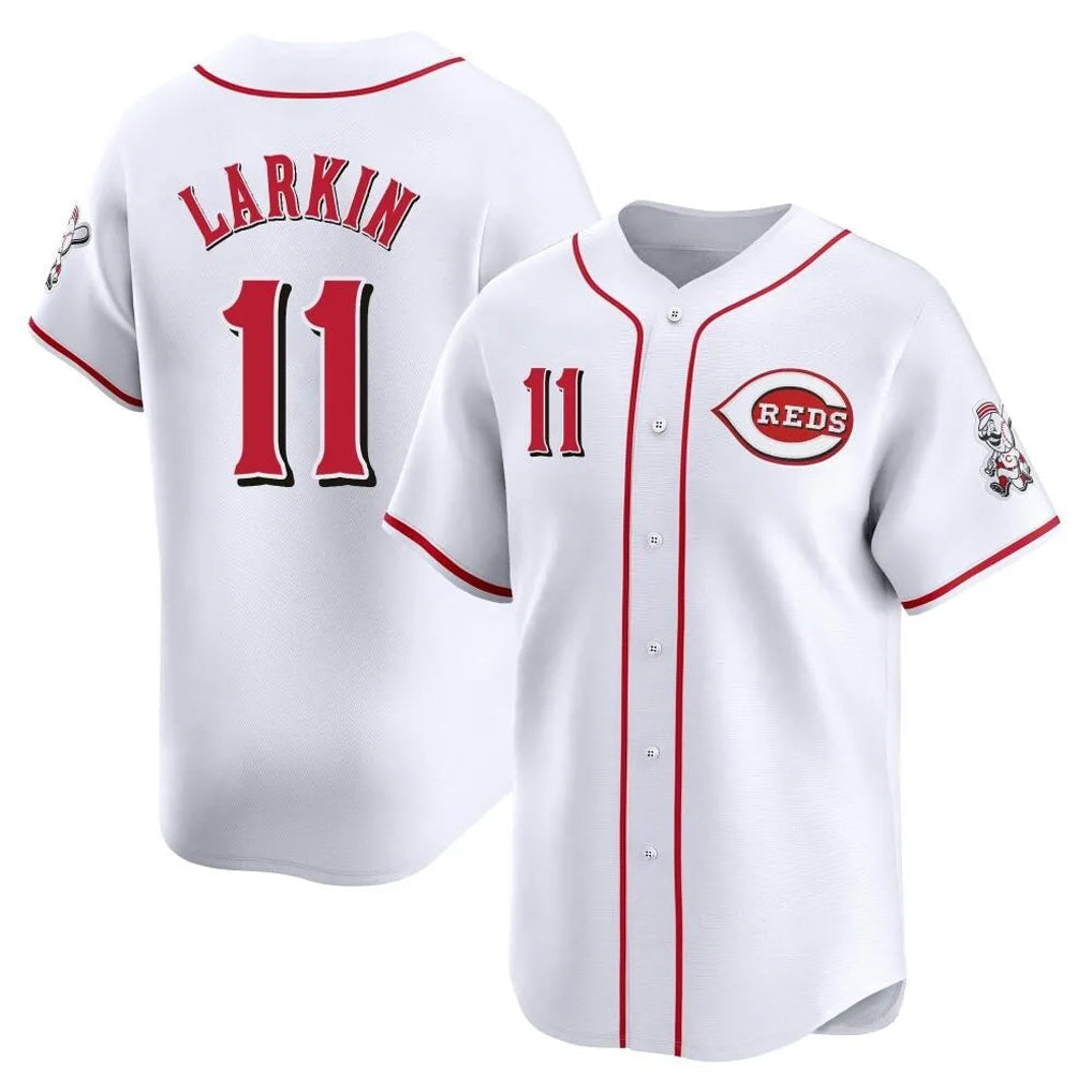 Punc C.Reds #11 Barry Larkin Player White Home Limited Stitched Jerseys