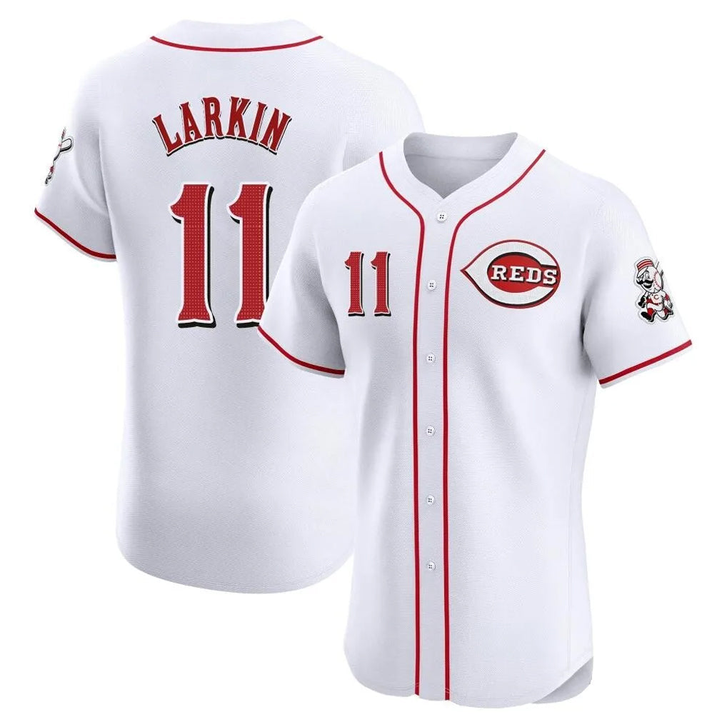 Punc C.Reds #11 Barry Larkin Player White Limited Elite Home Stitched Jerseys