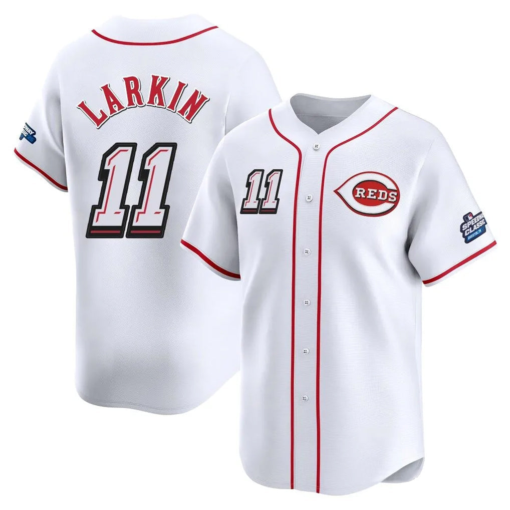 Punc C.Reds #11 Barry Larkin Player White Speedway Classic Home Limited Stitched Jerseys