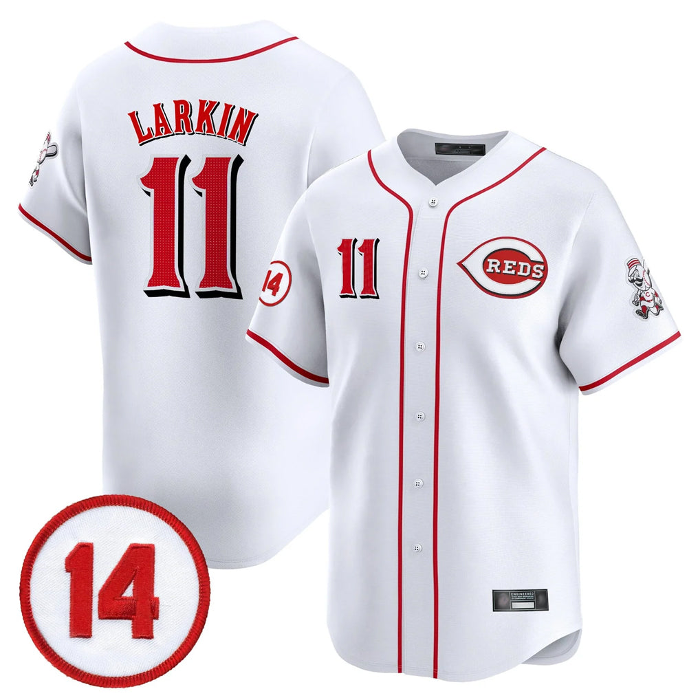 Punc C.Reds #11 Barry Larkin Player White Vapor Premier Limited Home Stitched Jerseys