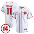 Punc C.Reds #11 Barry Larkin Player White Vapor Premier Limited Home Stitched Jerseys