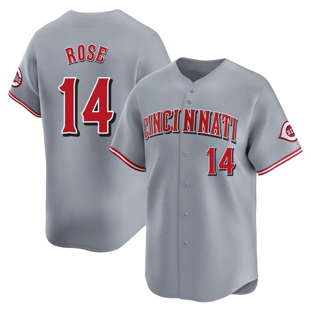 Punc C.Reds #14 Pete Rose Player Gray Home Limited Stitched Jerseys