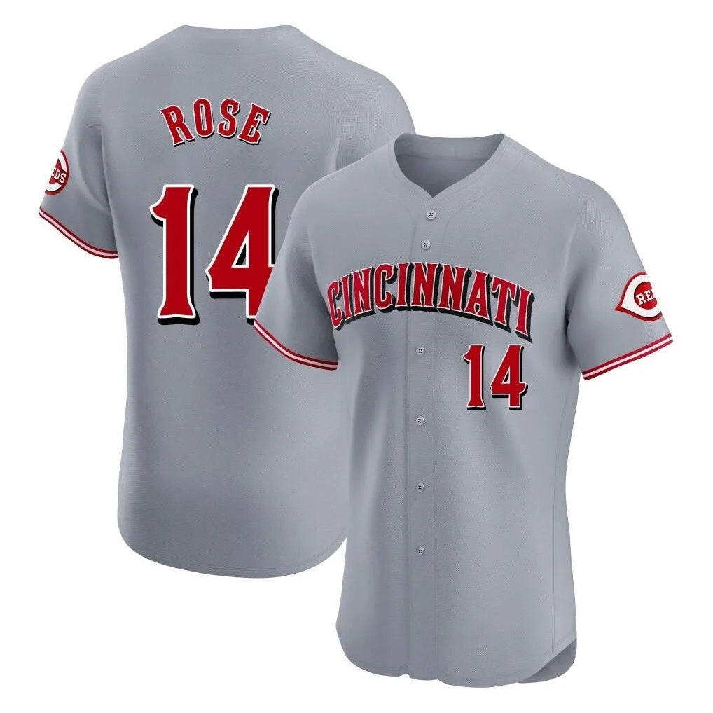 Punc C.Reds #14 Pete Rose Player Gray Limited Elite Home Stitched Jerseys