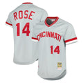 Punc C.Reds #14 Pete Rose Player Mitchell & Ness Gray Throwback Cooperstown Mesh T-shirt Game Stitched Jerseys