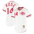 Punc C.Reds #14 Pete Rose Player Mitchell & Ness White Throwback Cooperstown Mesh T-shirt Game Stitched Jerseys