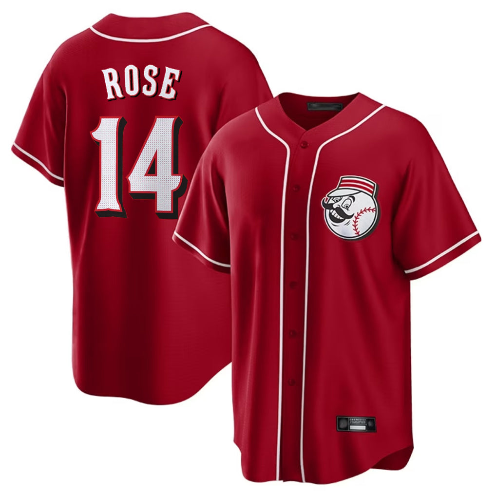 Punc C.Reds #14 Pete Rose Player Red Home Game Stitched Jerseys