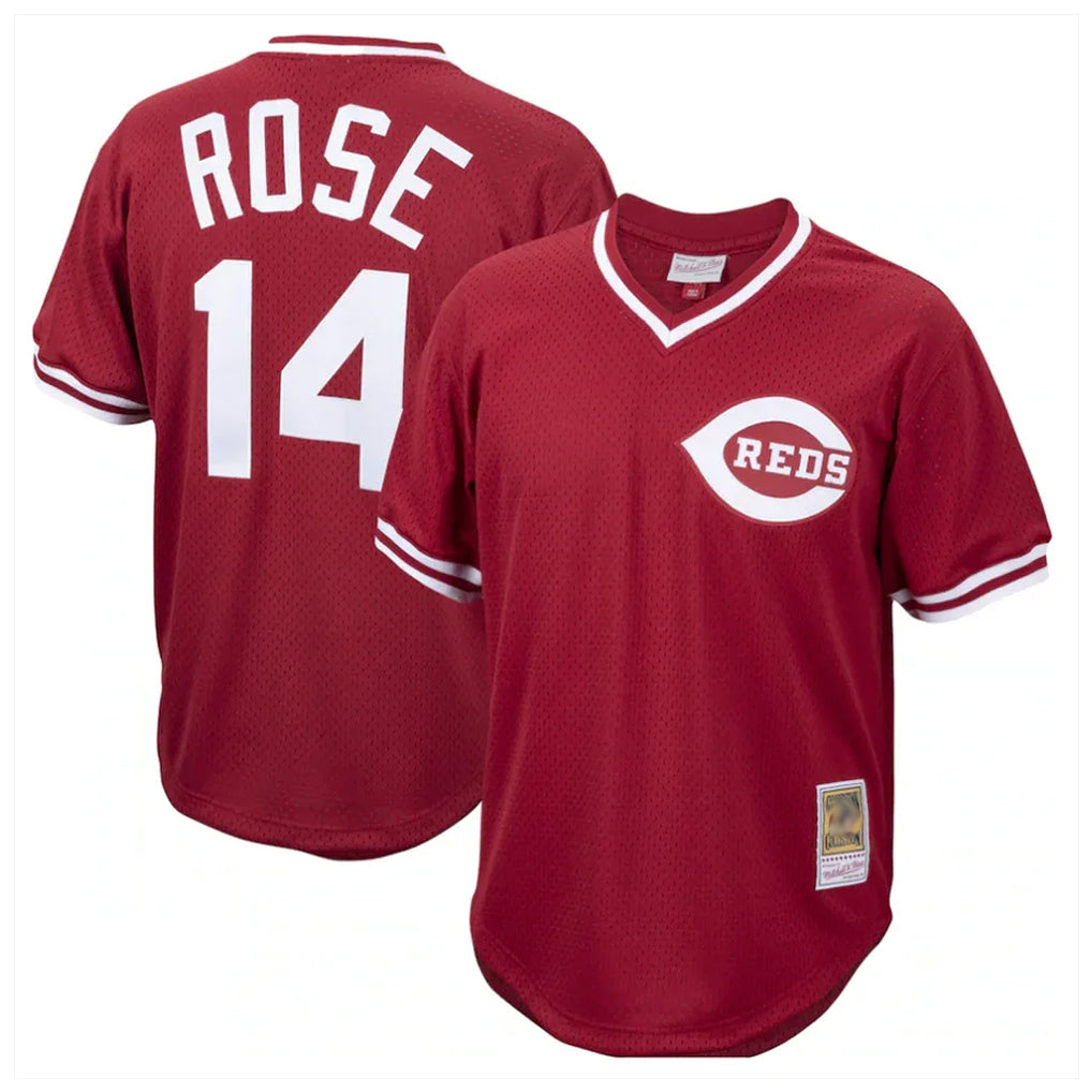 Punc C.Reds #14 Pete Rose Player Red Throwback Cooperstown Collection Limited T-shirt Stitched Jerseys