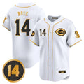 Punc C.Reds #14 Pete Rose Player White-Gold Vapor Premier Limited Home Stitched Jerseys