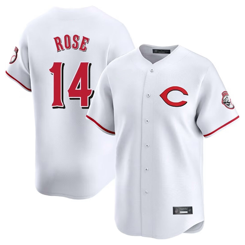Punc C.Reds #14 Pete Rose Player White Limited Home Stitched Jerseys
