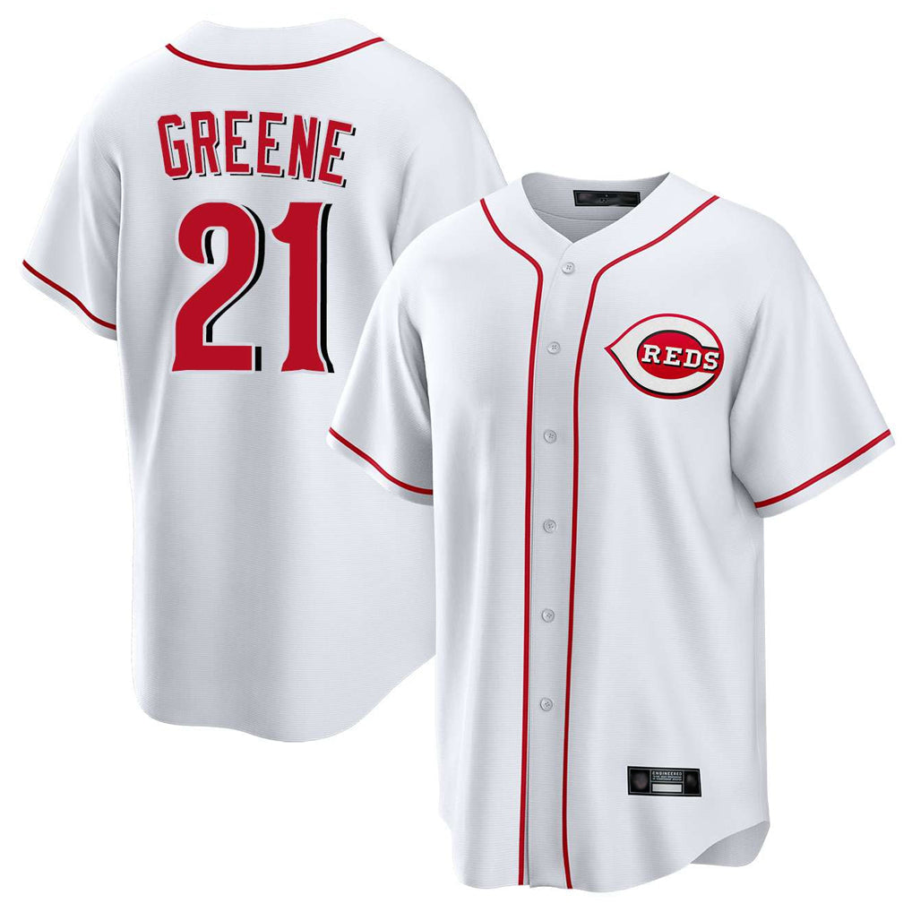 Punc C.Reds #21 Hunter Greene Player White Game Home Stitched Jerseys