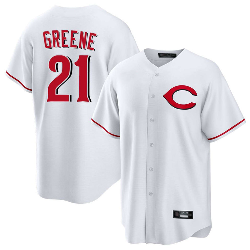 Punc C.Reds #21 Hunter Greene Player White Home Game Stitched Jerseys