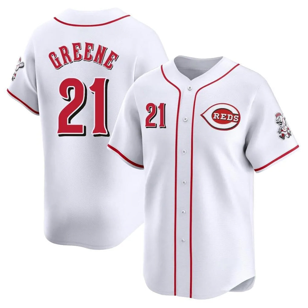 Punc C.Reds #21 Hunter Greene Player White Home Limited Stitched Jerseys
