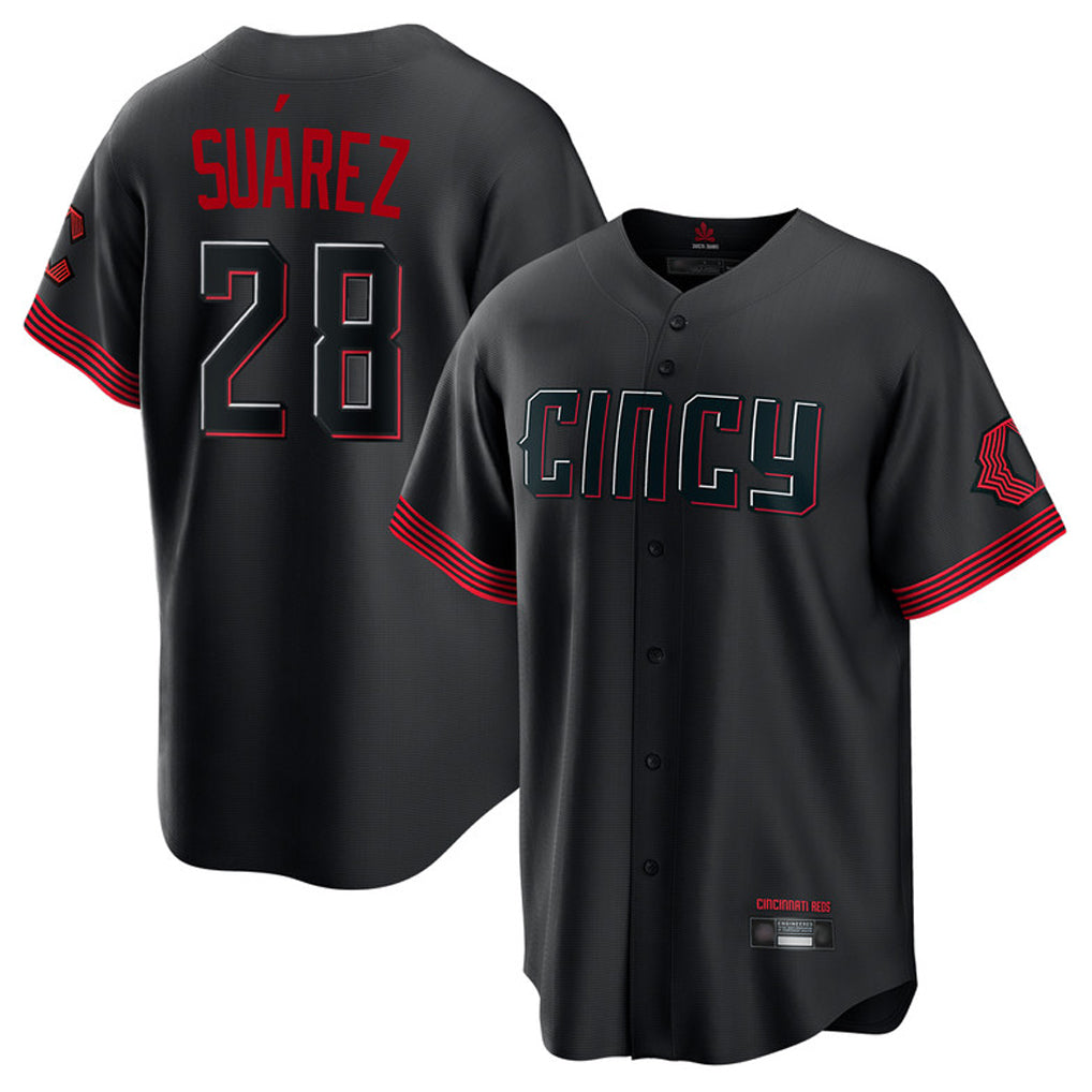 Punc C.Reds #28 Eugenio Su¨¢rez Player Black City Connect Home Game Stitched Jerseys