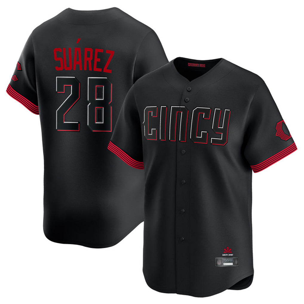 Punc C.Reds #28 Eugenio Su¨¢rez Player Black City Connect Home Limited Stitched Jerseys