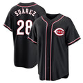 Punc C.Reds #28 Eugenio Su¨¢rez Player Black Fashion Out Home Game Stitched Jerseys