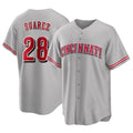 Punc C.Reds #28 Eugenio Su¨¢rez Player Gray Home Game Stitched Jerseys