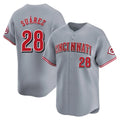 Punc C.Reds #28 Eugenio Su¨¢rez Player Gray Home Limited Stitched Jerseys