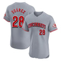 Punc C.Reds #28 Eugenio Su¨¢rez Player Gray Limited Elite Home Stitched Jerseys