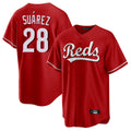 Punc C.Reds #28 Eugenio Su¨¢rez Player Red Home Game Stitched Jerseys