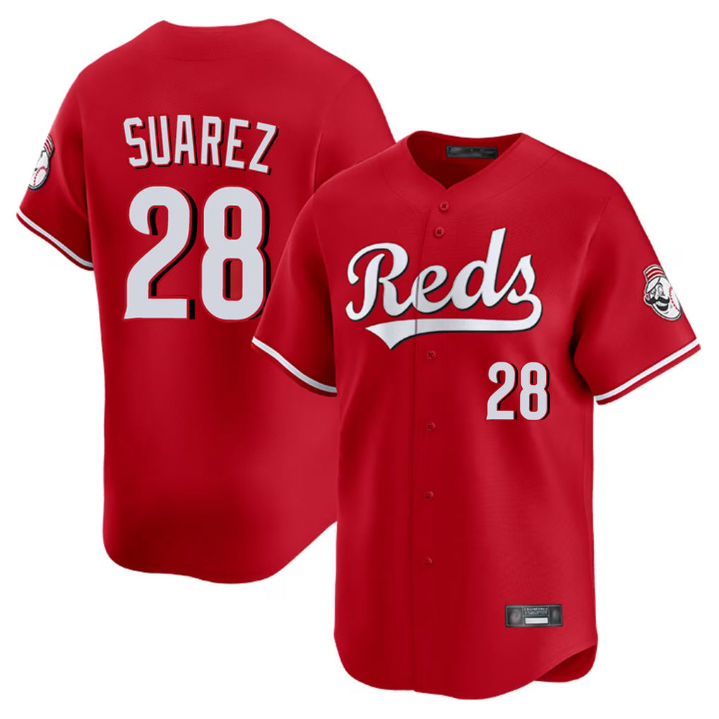 Punc C.Reds #28 Eugenio Su¨¢rez Player Red Home Limited Stitched Jerseys