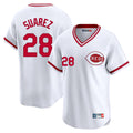 Punc C.Reds #28 Eugenio Su¨¢rez Player White Cooperstown Collection Limited T-shirt Home Stitched Jerseys