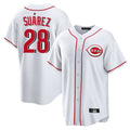 Punc C.Reds #28 Eugenio Su¨¢rez Player White Game Home Stitched Jerseys