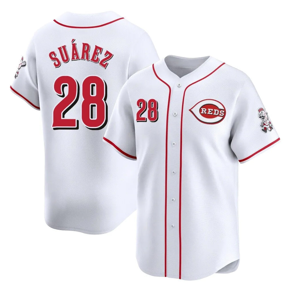 Punc C.Reds #28 Eugenio Su¨¢rez Player White Home Limited Stitched Jerseys