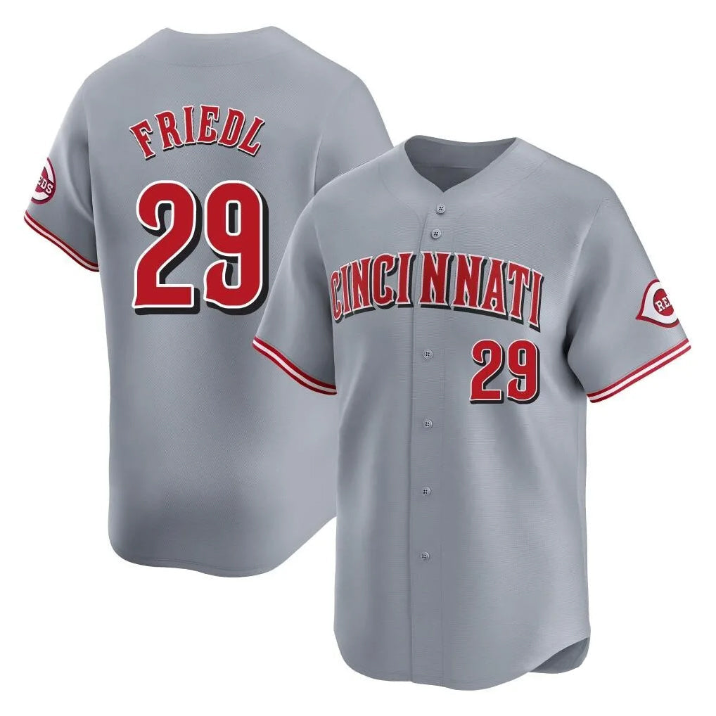Punc C.Reds #29 TJ Friedl Player Gray Home Limited Stitched Jerseys