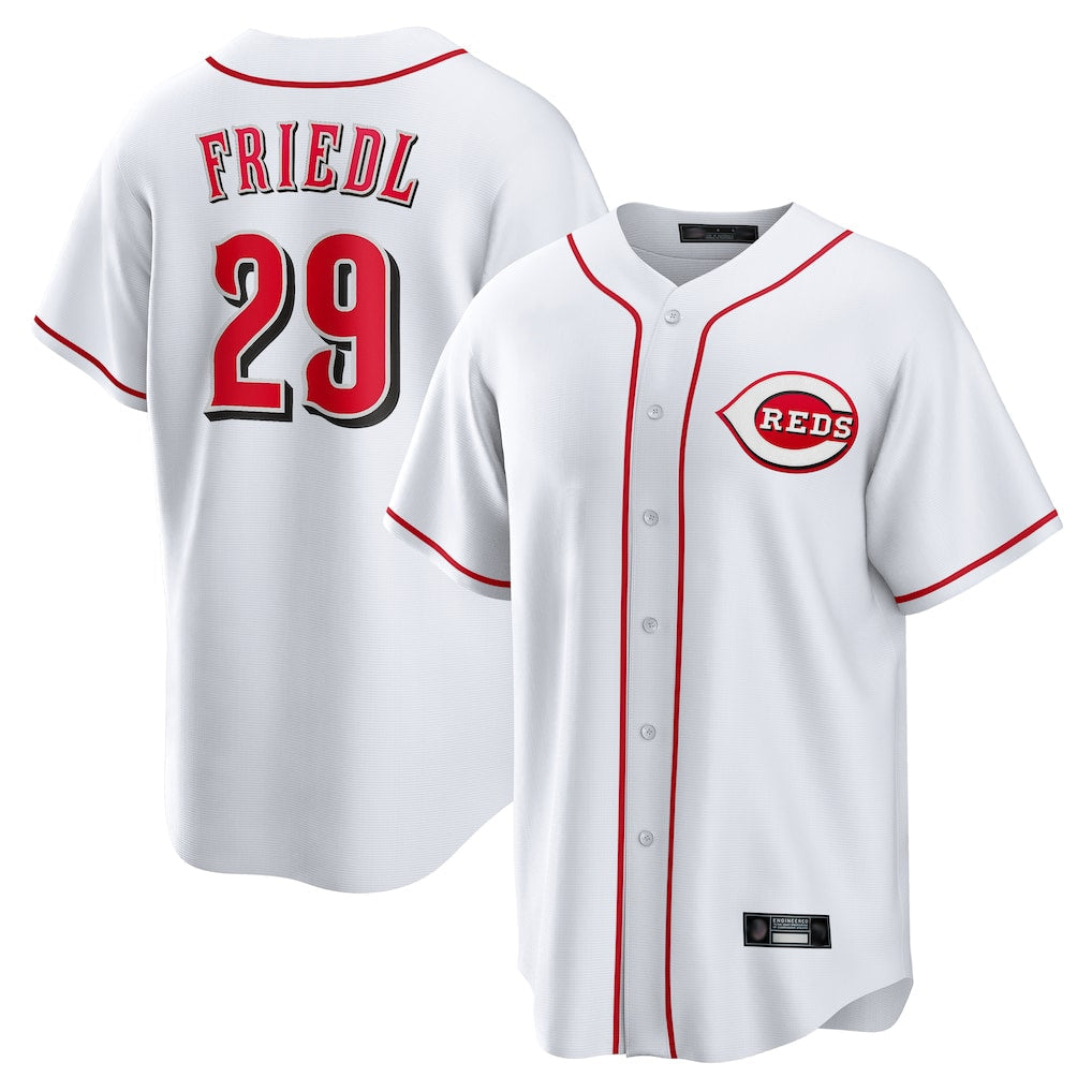 Punc C.Reds #29 TJ Friedl Player White Game Home Stitched Jerseys