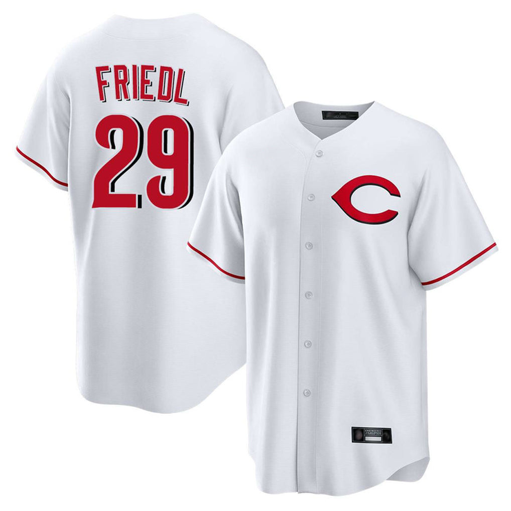 Punc C.Reds #29 TJ Friedl Player White Home Game Stitched Jerseys