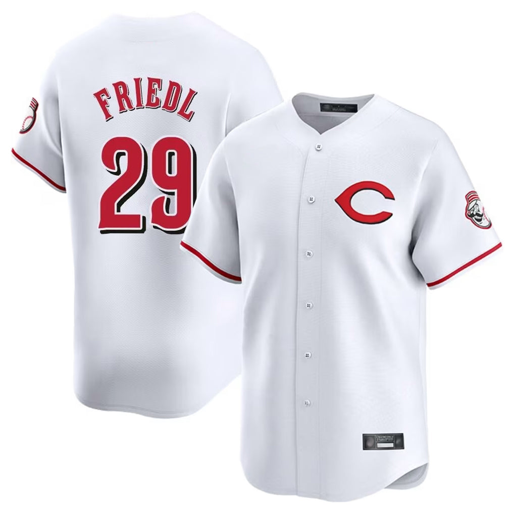 Punc C.Reds #29 TJ Friedl Player White Limited Home Stitched Jerseys