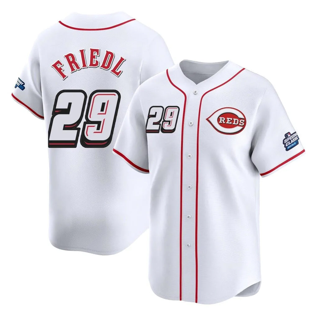 Punc C.Reds #29 TJ Friedl Player White Speedway Classic Home Limited Stitched Jerseys