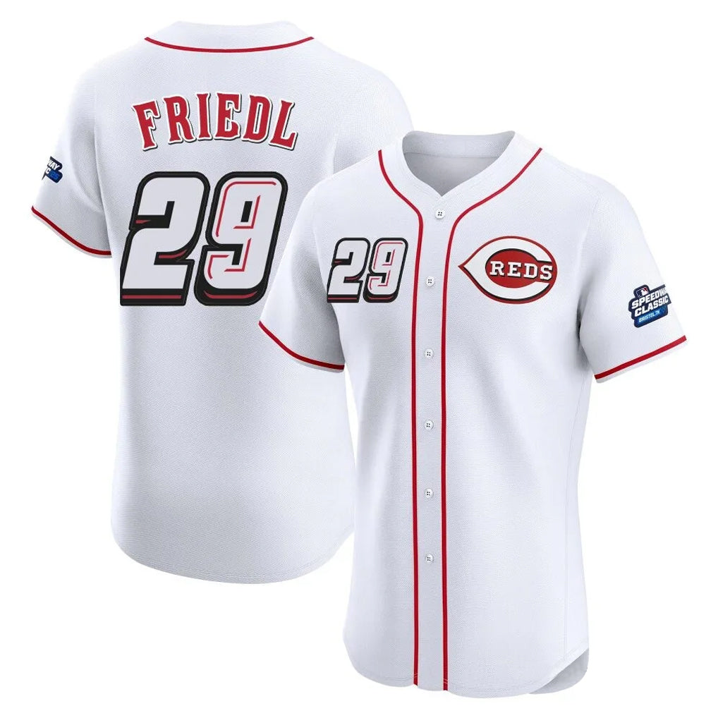 Punc C.Reds #29 TJ Friedl Player White Speedway Classic Limited Elite Home Stitched Jerseys