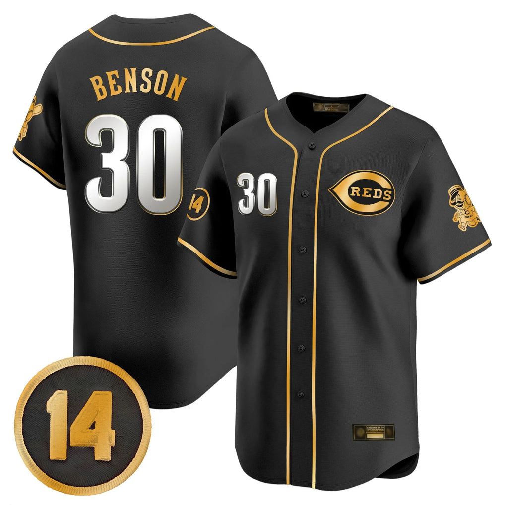 Punc C.Reds #30 Ken Griffey Player Black-Gold Vapor Premier Limited Home Stitched Jerseys