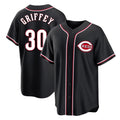 Punc C.Reds #30 Ken Griffey Player Black Fashion Out Home Game Stitched Jerseys