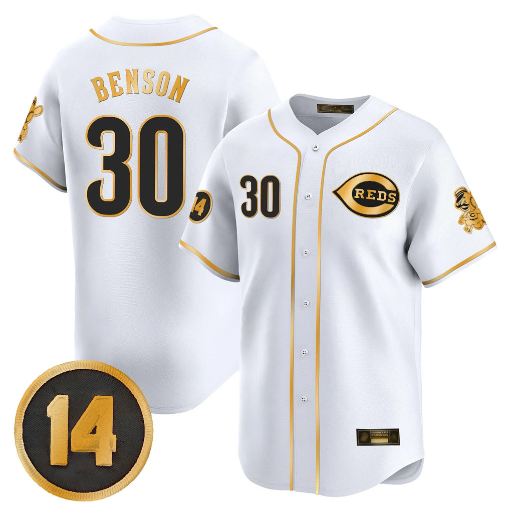 Punc C.Reds #30 Ken Griffey Player White-Gold Vapor Premier Limited Home Stitched Jerseys