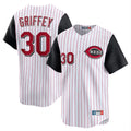 Punc C.Reds #30 Ken Griffey Player White Black Stripe Field of Dreams Game Home Stitched Jerseys