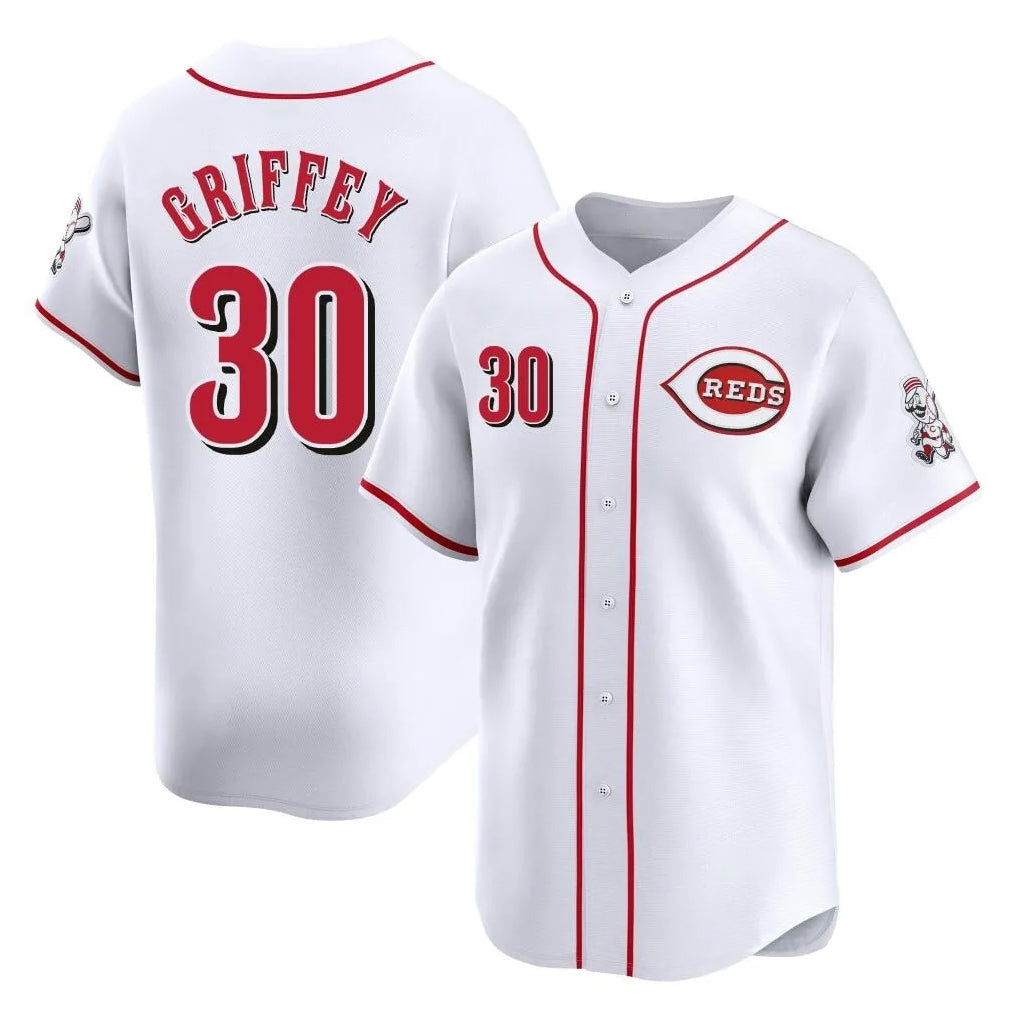 Punc C.Reds #30 Ken Griffey Player White Home Limited Stitched Jerseys