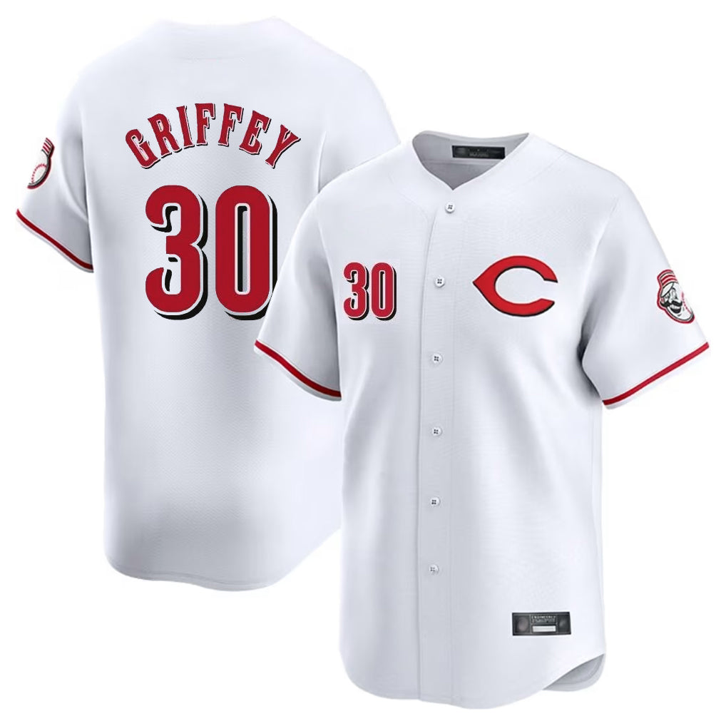 Punc C.Reds #30 Ken Griffey Player White Limited Home Stitched Jerseys