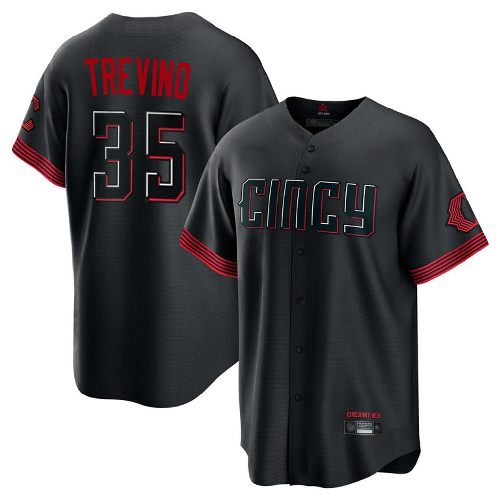Punc C.Reds #35 Jose Trevino Player Black City Connect Home Game Stitched Jerseys