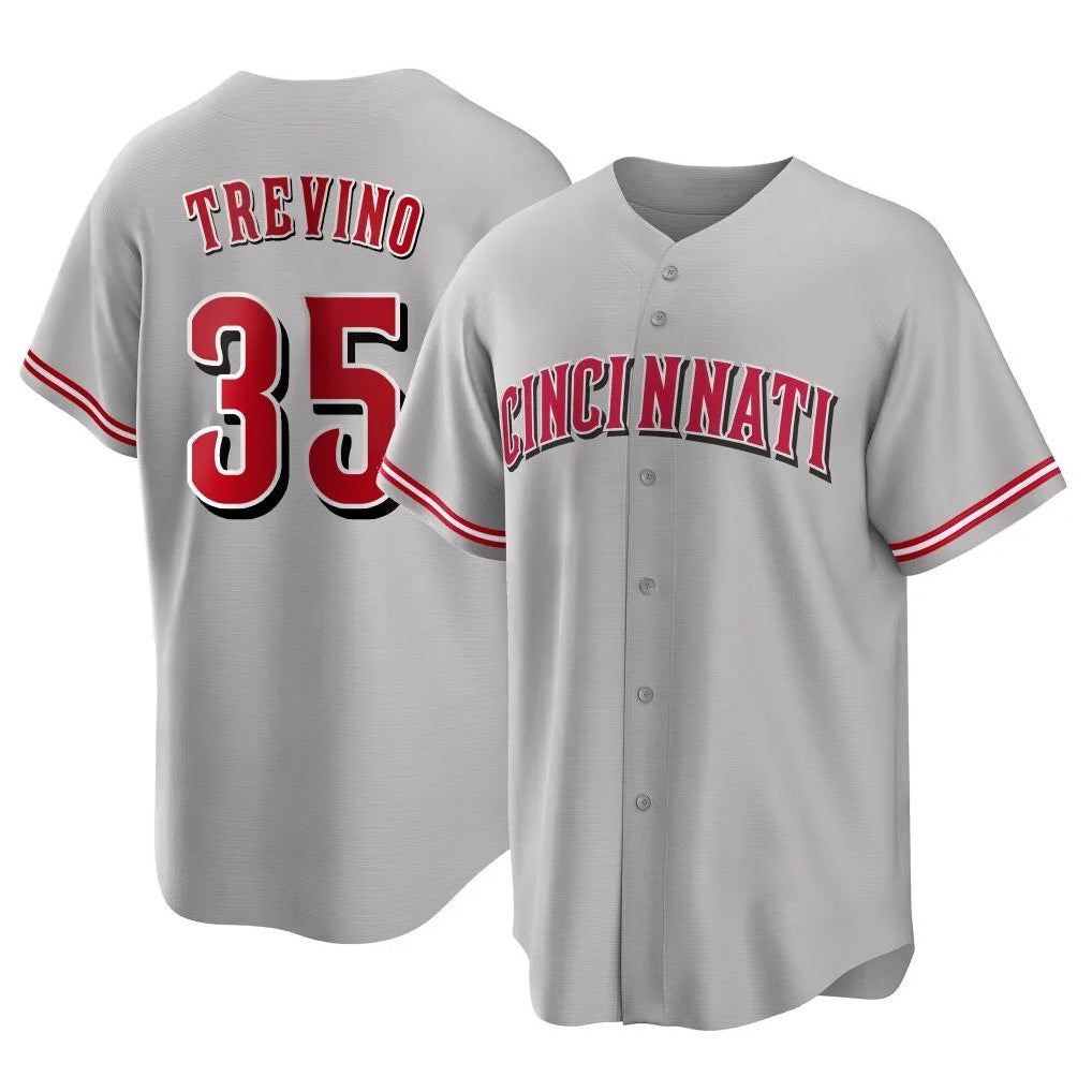 Punc C.Reds #35 Jose Trevino Player Gray Home Game Stitched Jerseys