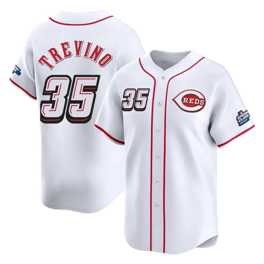Punc C.Reds #35 Jose Trevino Player White Speedway Classic Home Limited Stitched Jerseys