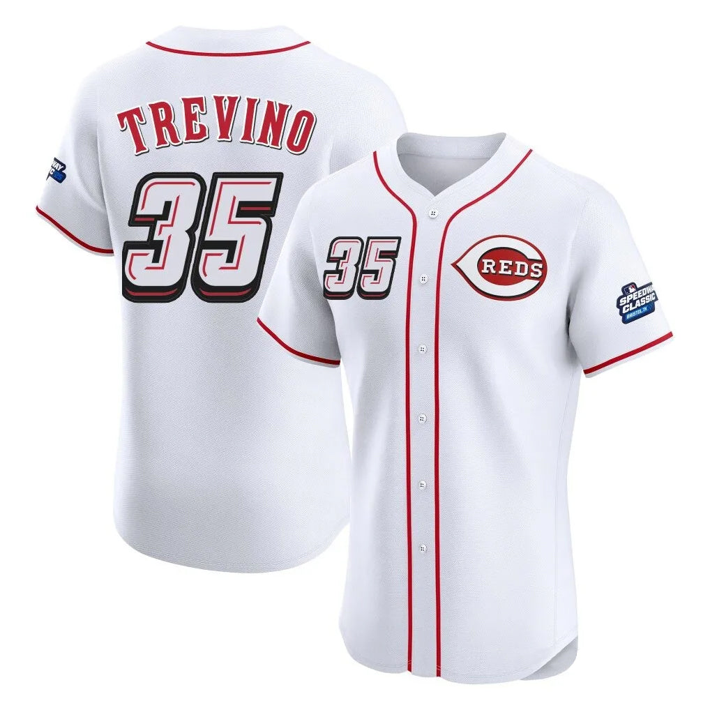 Punc C.Reds #35 Jose Trevino Player White Speedway Classic Limited Elite Home Stitched Jerseys